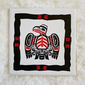 Haida Style Eagle Northwest Coast Native Canadian Indigenous Art 6" Trivet Tile
